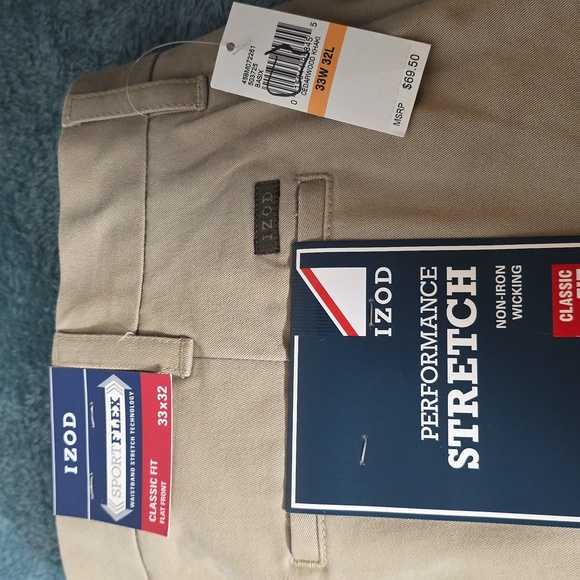 Izod Beige Performance Stretch Pants - Picture 3 of 5